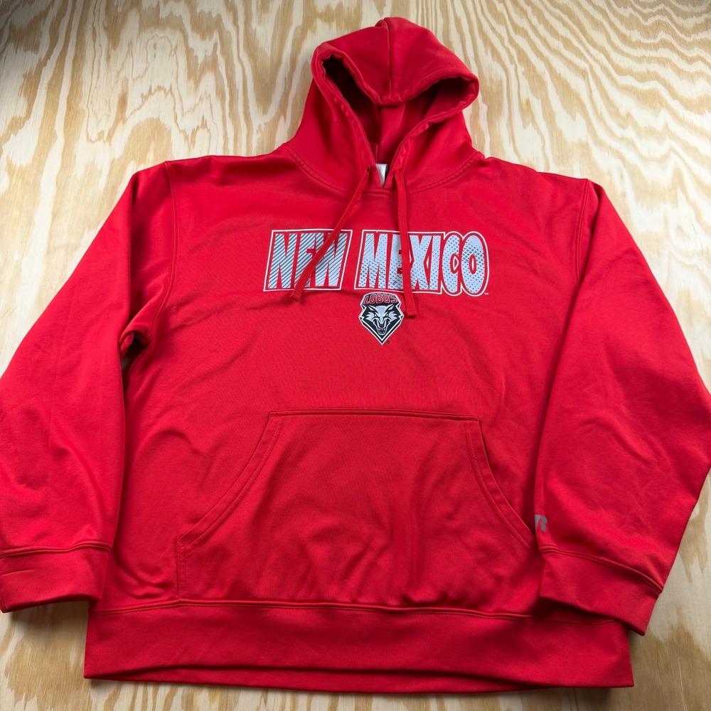 Russell Athletic New Mexico Lobos Hoodie Mens Large Red Pullover Sweatshirt